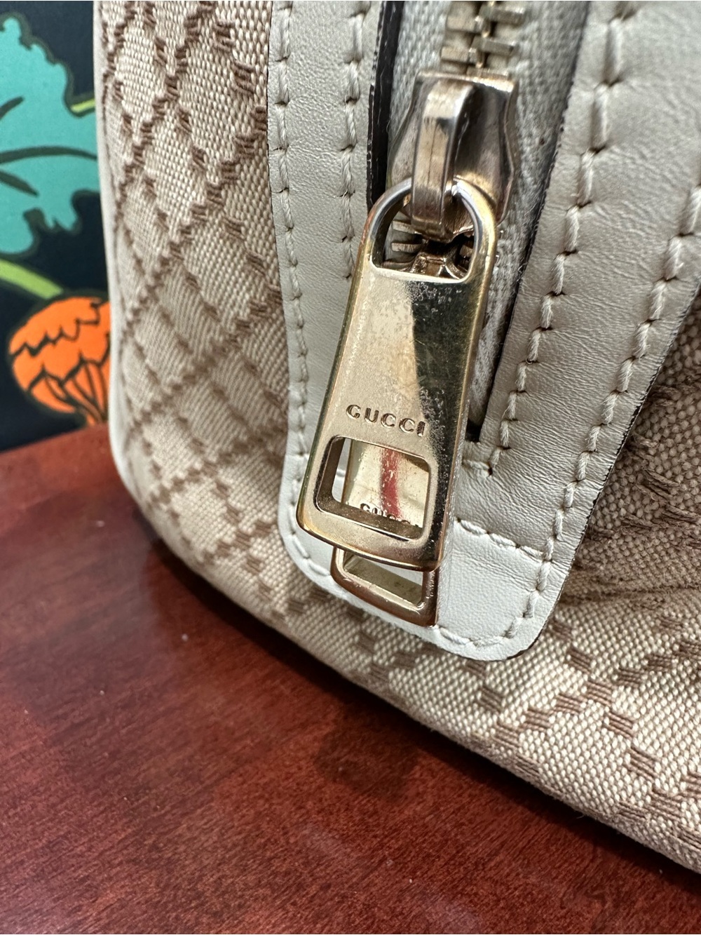 Gucci Diamante Canvas Boston Satchel White Leather Crossbody Bag w/ Entrupy COA - Picture 6 of 17